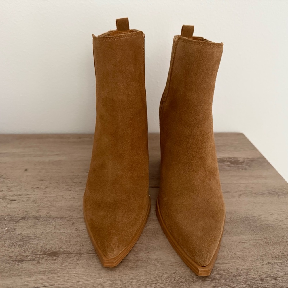 Marc Fisher Tan Suede Ankle Booties